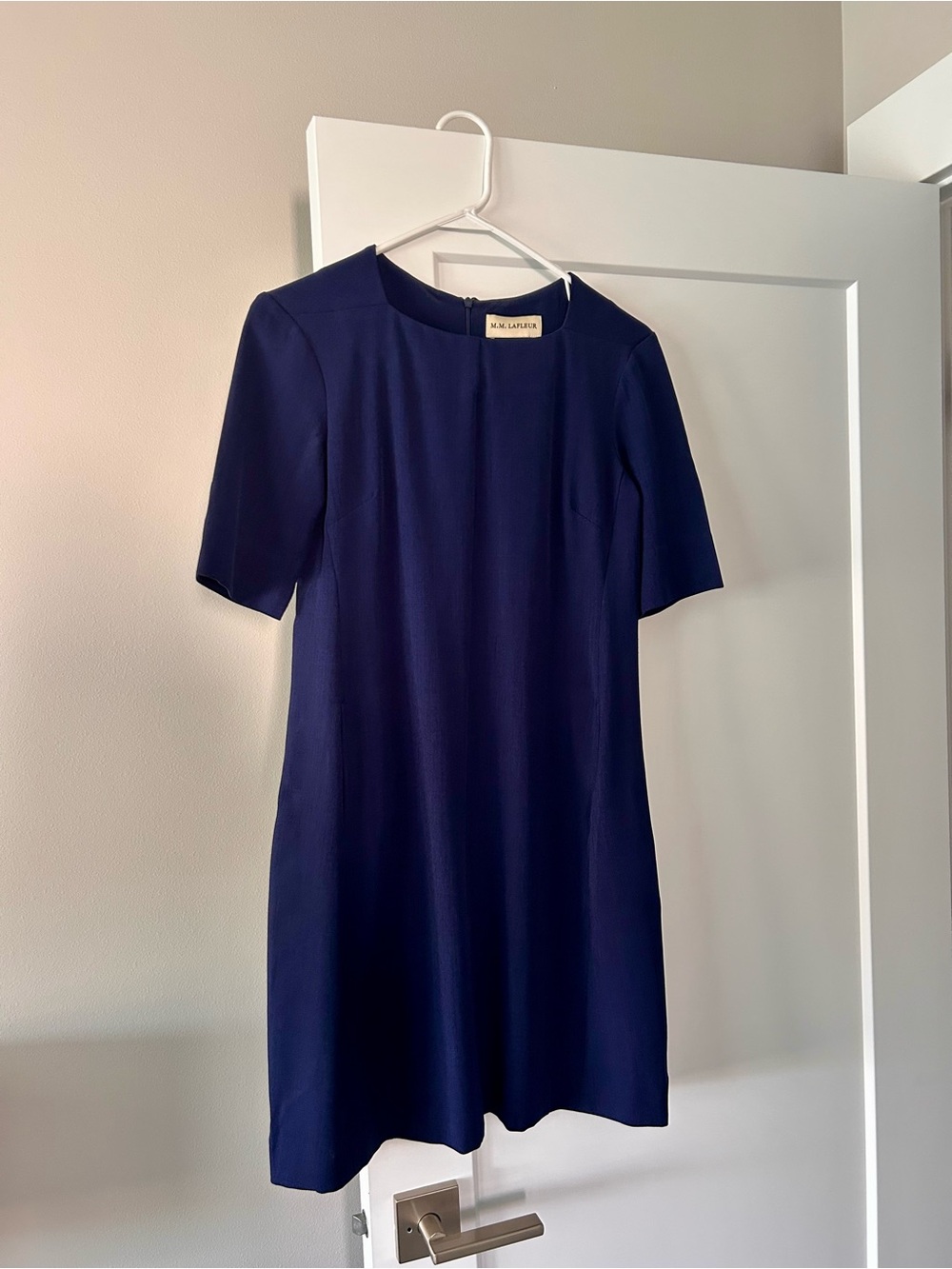 MM Lafleur Navy Short-Sleeve Shift Mini Dress